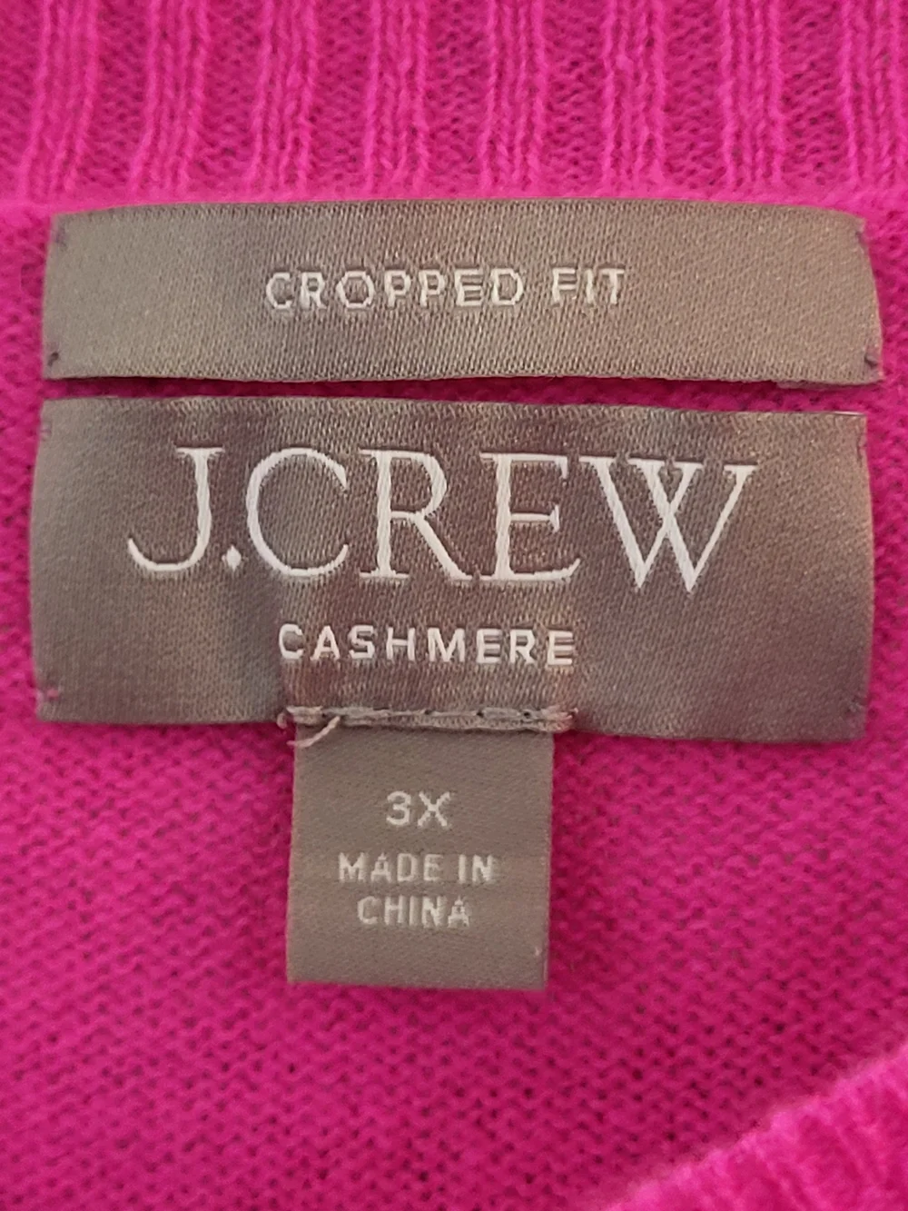 J. Crew Women's Cashmere Shrunken Crewneck Sweater in 'Neon Flamingo' - Size 3X